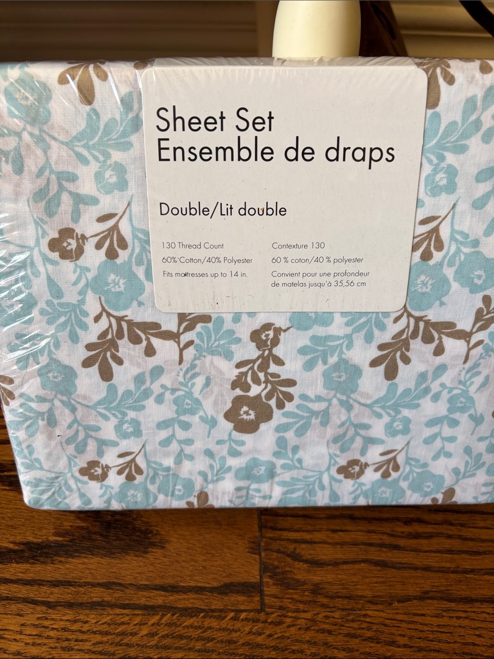 Floral Double Sheet Set in Light Blue and Brown